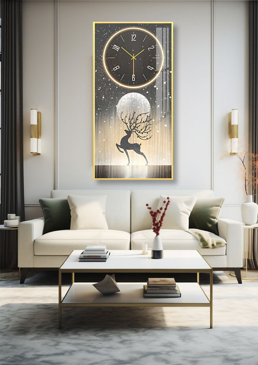 Galaxy of Stars Framed Crystal Glass Painting with Clock