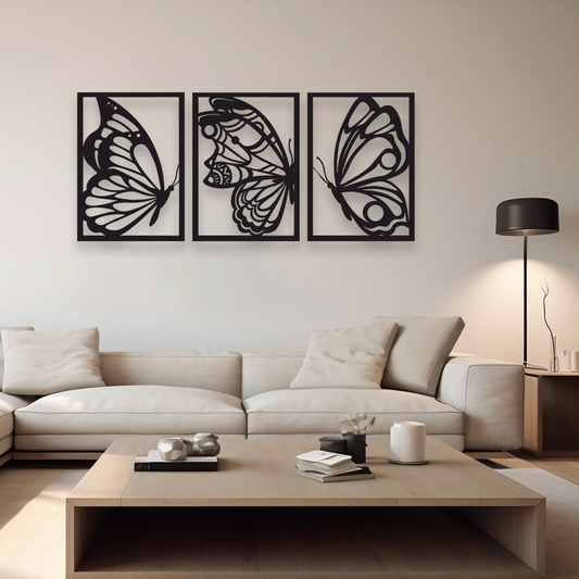 BUTTERFLY FLORAL METAL WALL ART