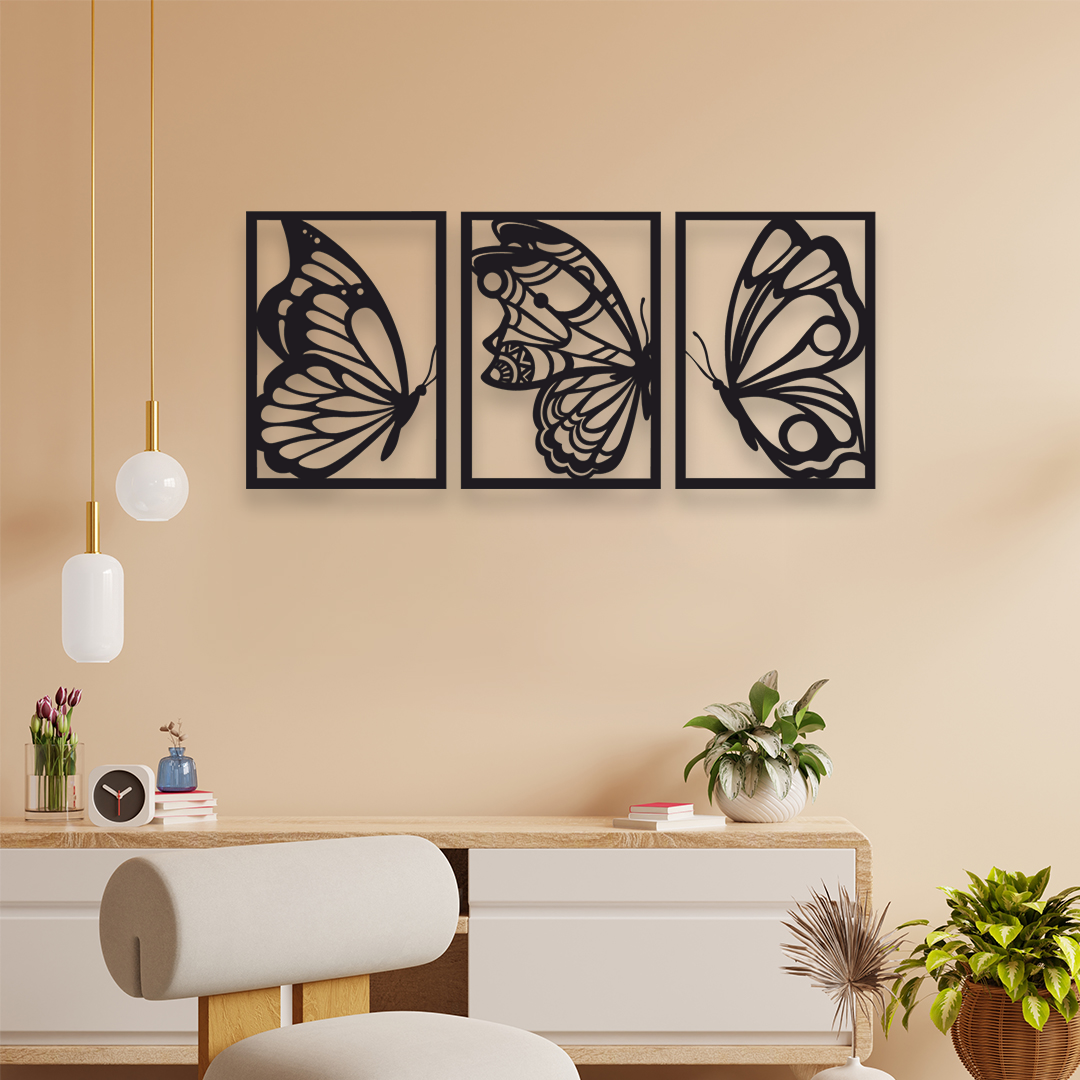 BUTTERFLY FLORAL METAL WALL ART