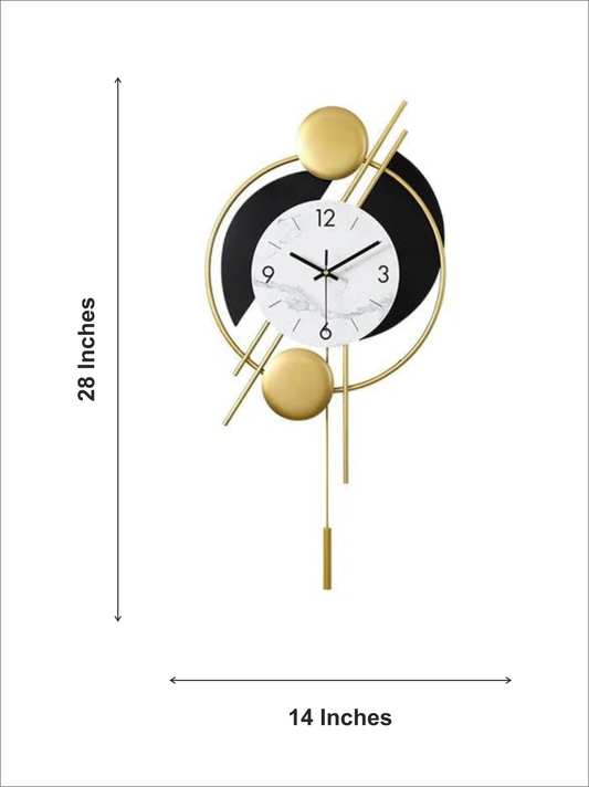 White & Black Colourblocked Abstract Shaped Contemporary Wall Clock