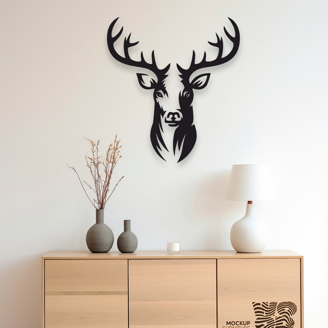 DEER FACE METAL WALL ART