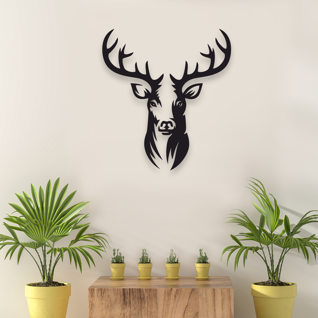 DEER FACE METAL WALL ART