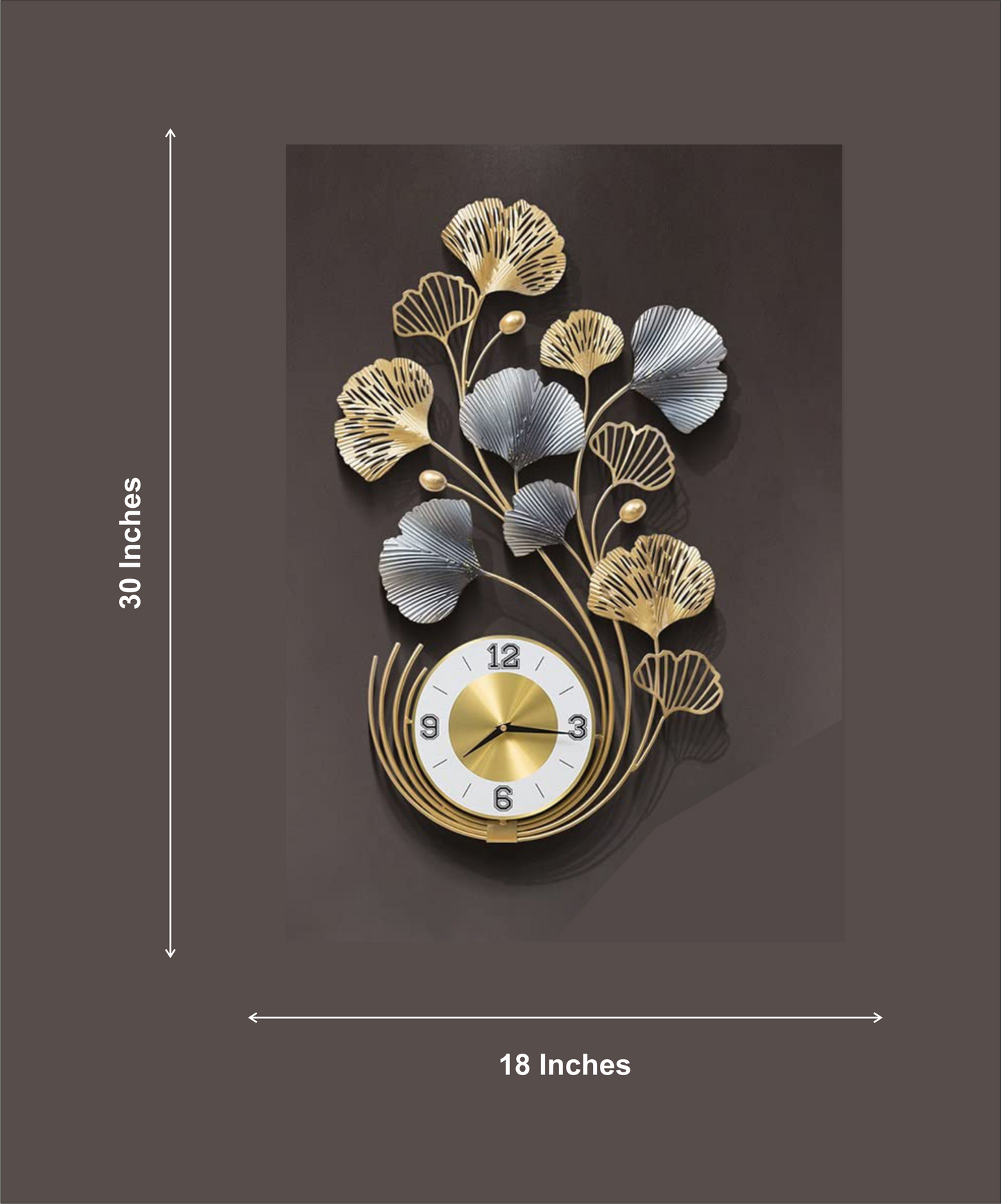 Luxury Floral Metal Wall Hanging Handmade Clock Multicolor