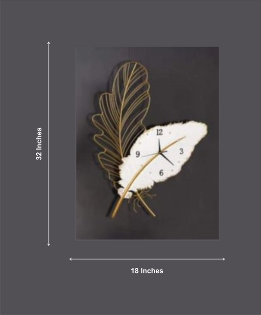 White & Gold-Toned Abstract Shaped Contemporary Wall Clock