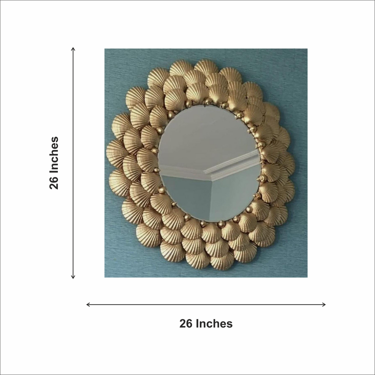 Round Gold Shell Wall Mirror, Decorative Wall Mirror