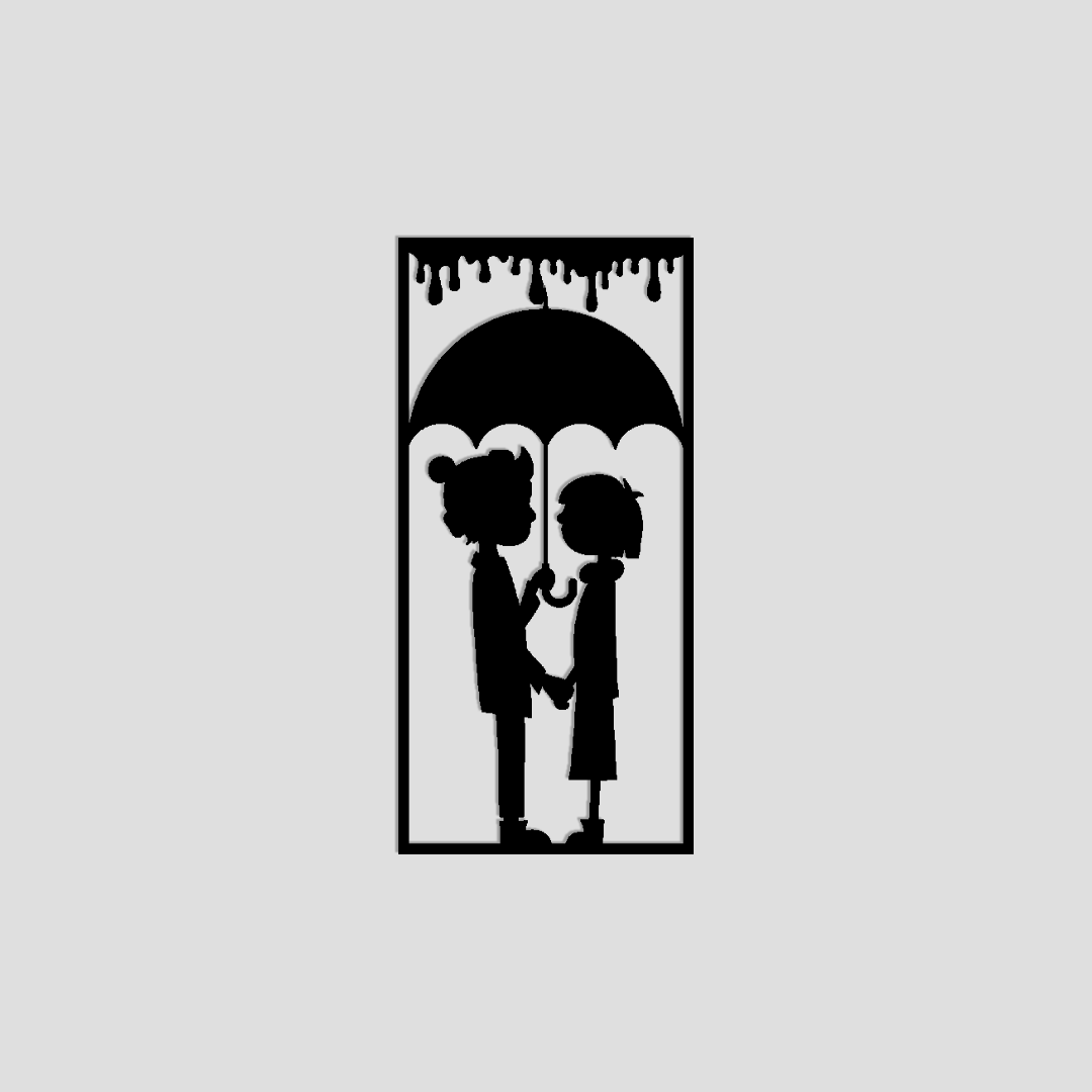 COUPLE LOVE IN RAIN METAL WALL ART