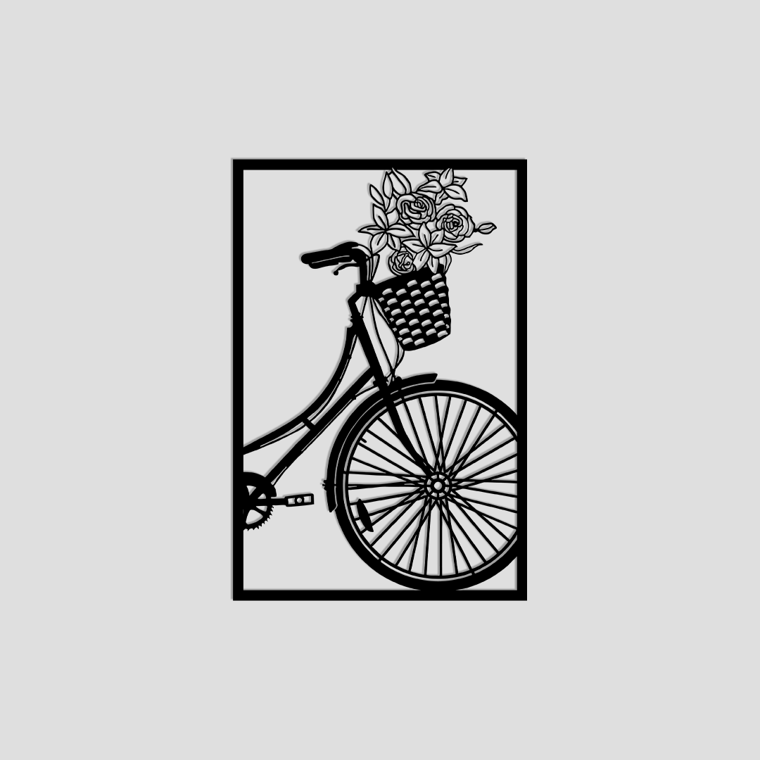 BICYCLE WITH FLOWERS METAL WALL ART