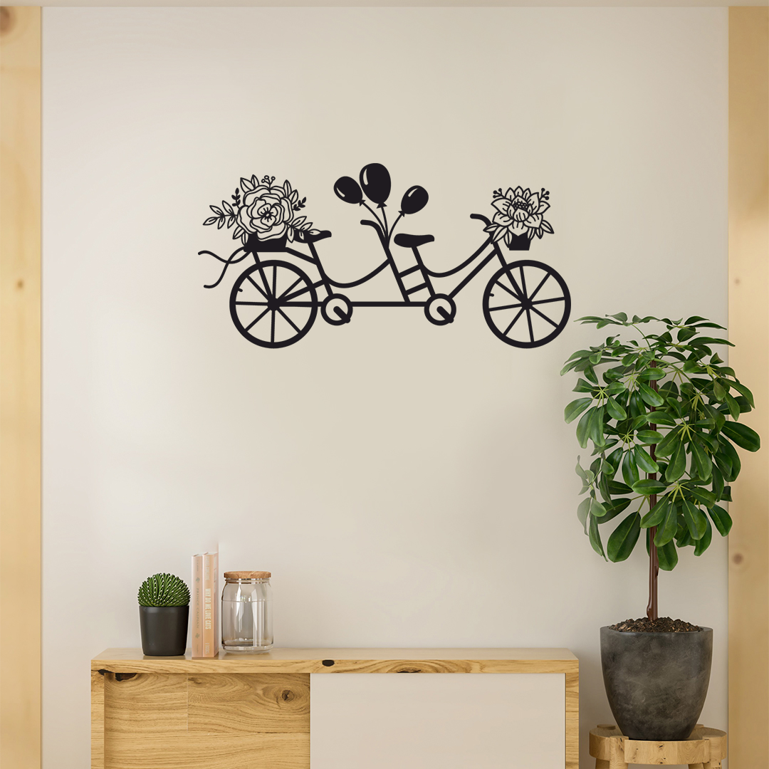 FLOWER BIKE BICYCLE METAL WALL ART