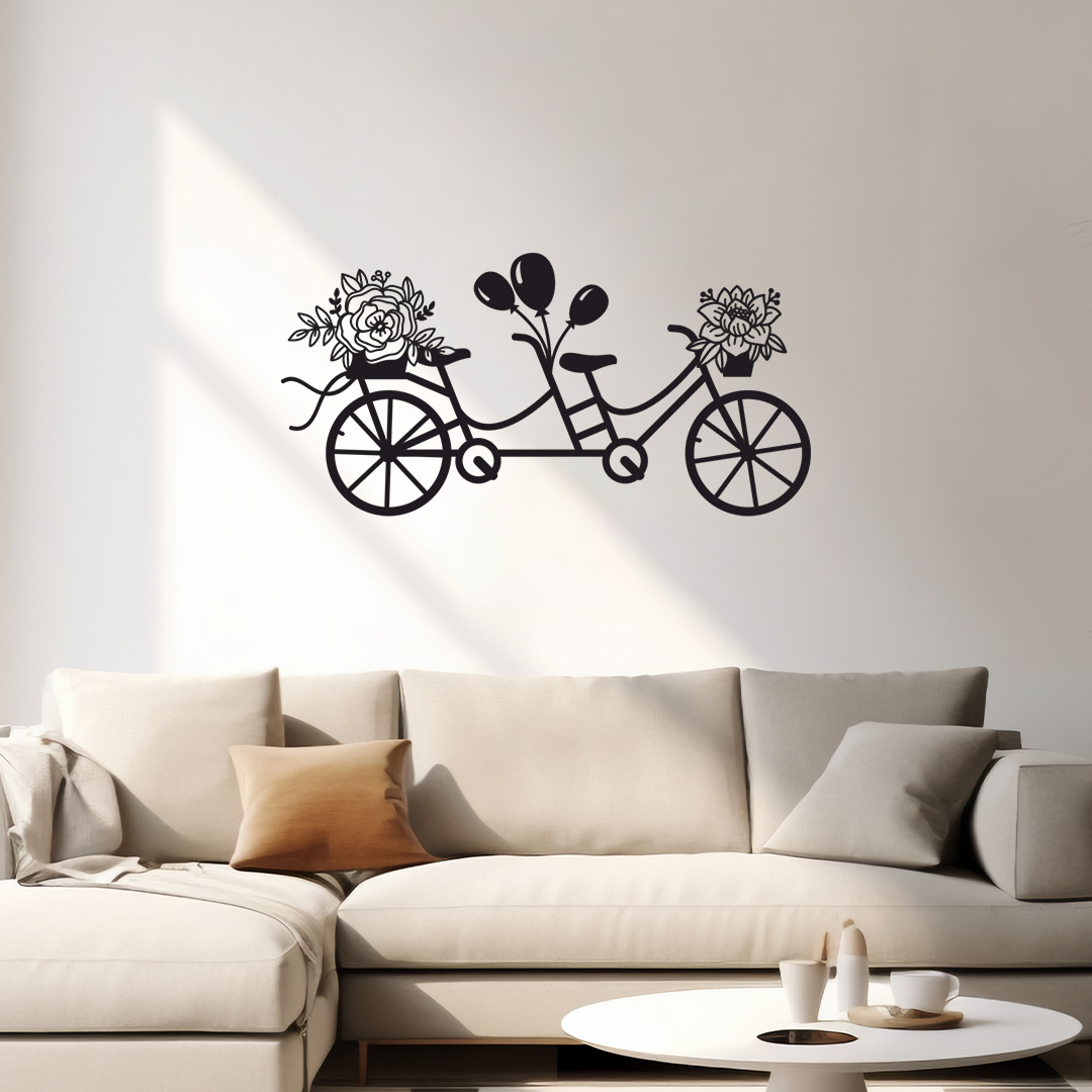 FLOWER BIKE BICYCLE METAL WALL ART