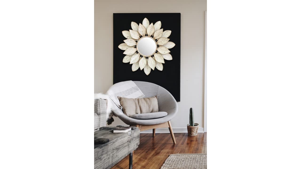 White Floral Wall Decor Mirror for Living Room