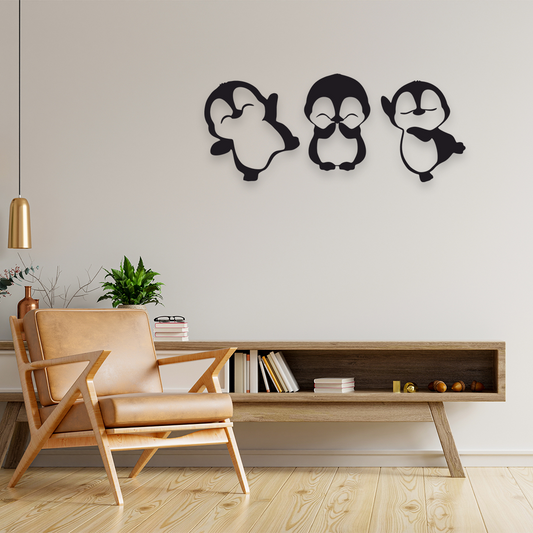 PENGUINS CUTE ANIMALS METAL WALL ART