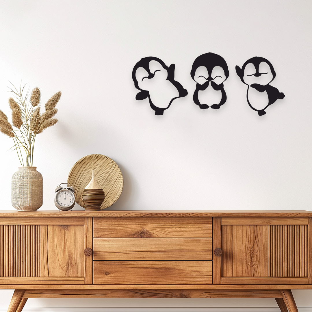 PENGUINS CUTE ANIMALS METAL WALL ART