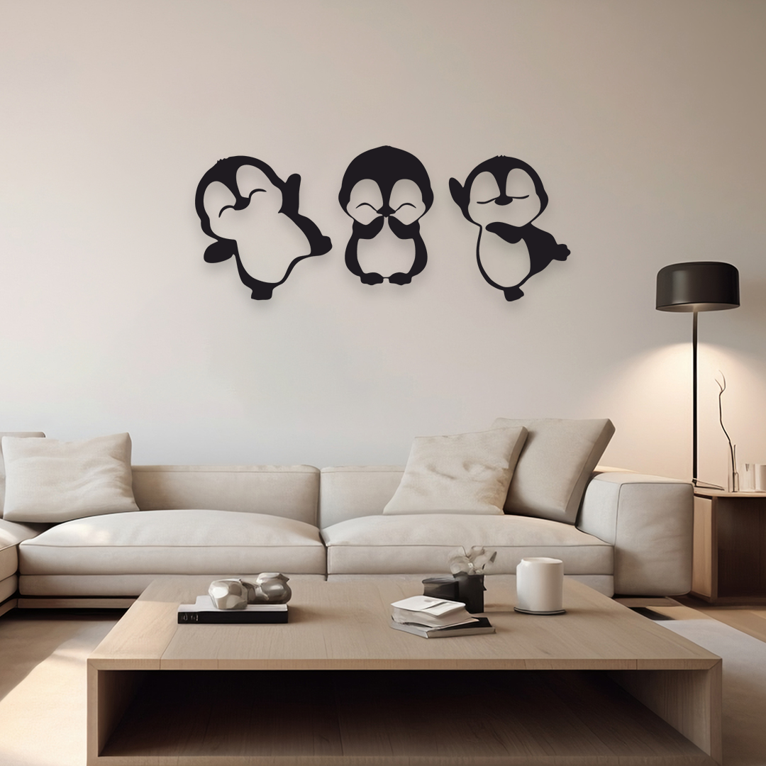 PENGUINS CUTE ANIMALS METAL WALL ART