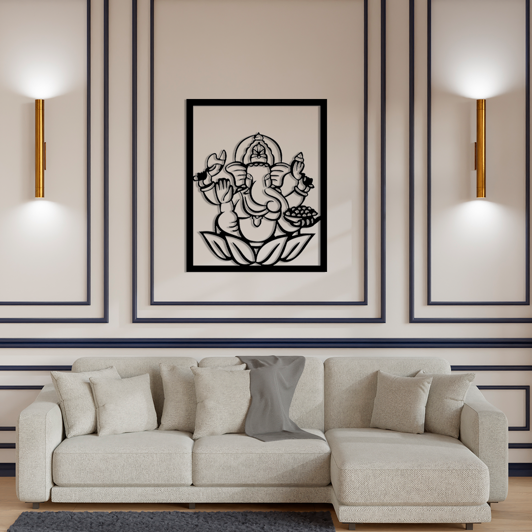 HINDU GOD GANESHA METAL WALL ART