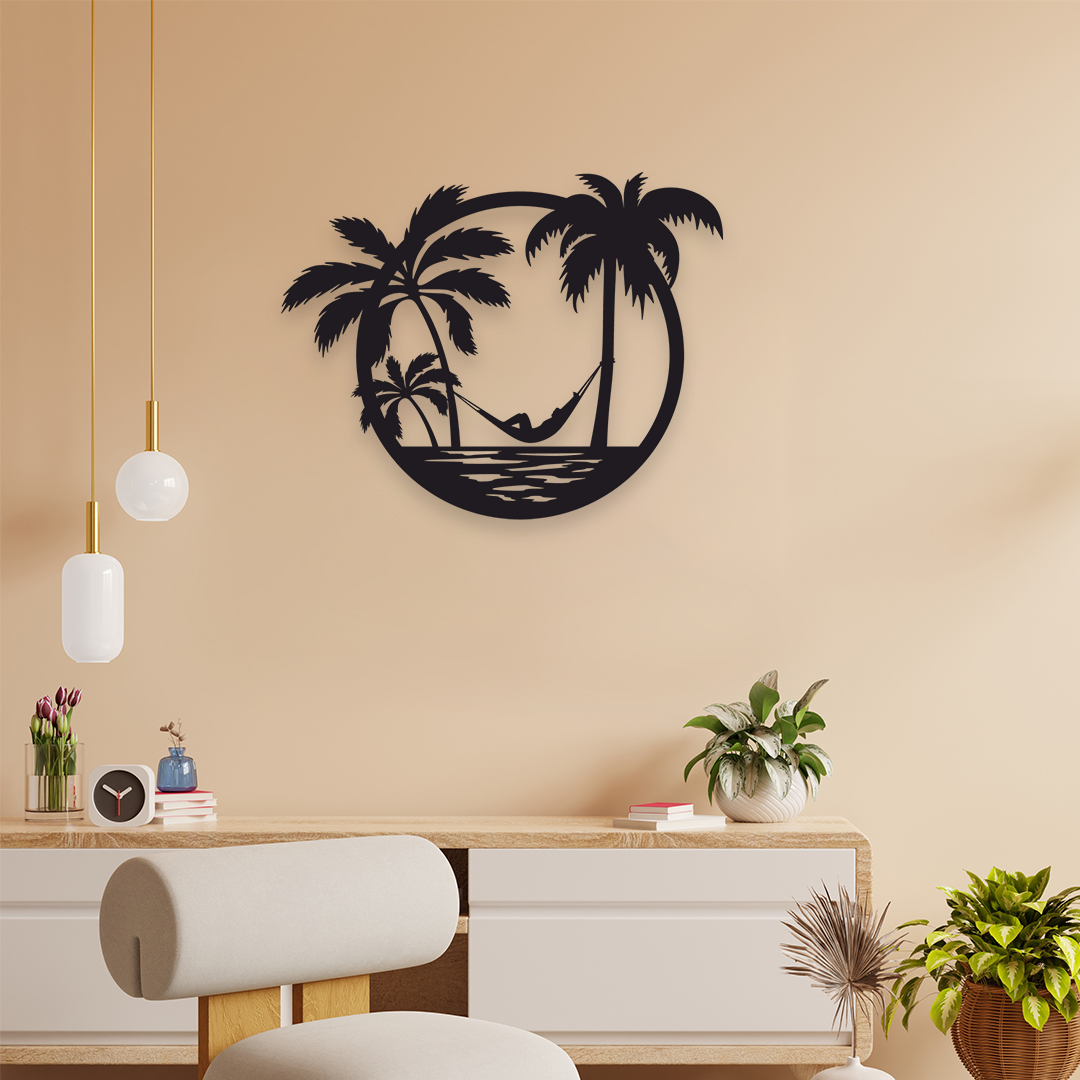 SUN BEACH PALM METAL WALL ART