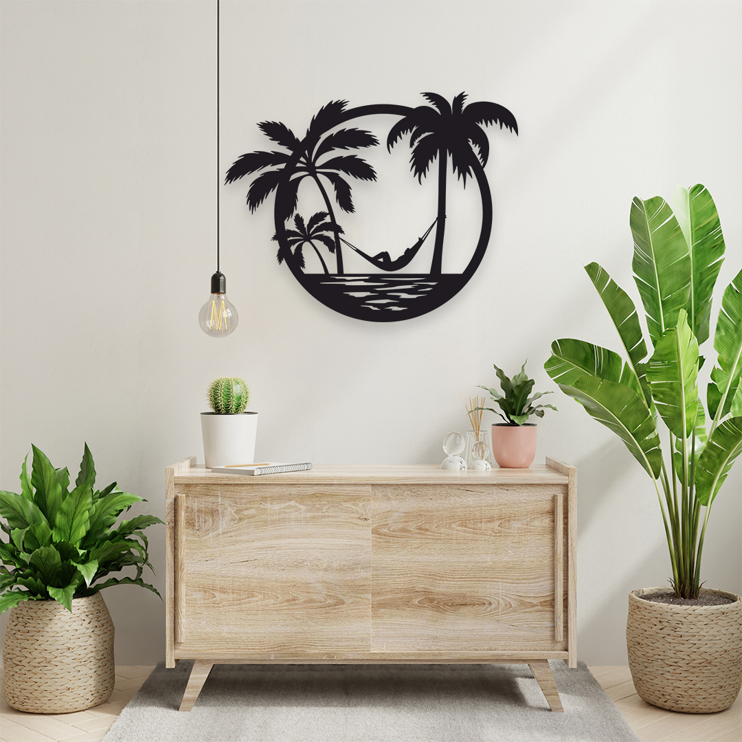 SUN BEACH PALM METAL WALL ART