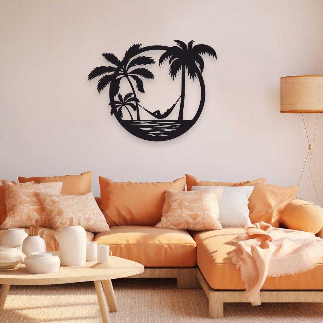 SUN BEACH PALM METAL WALL ART