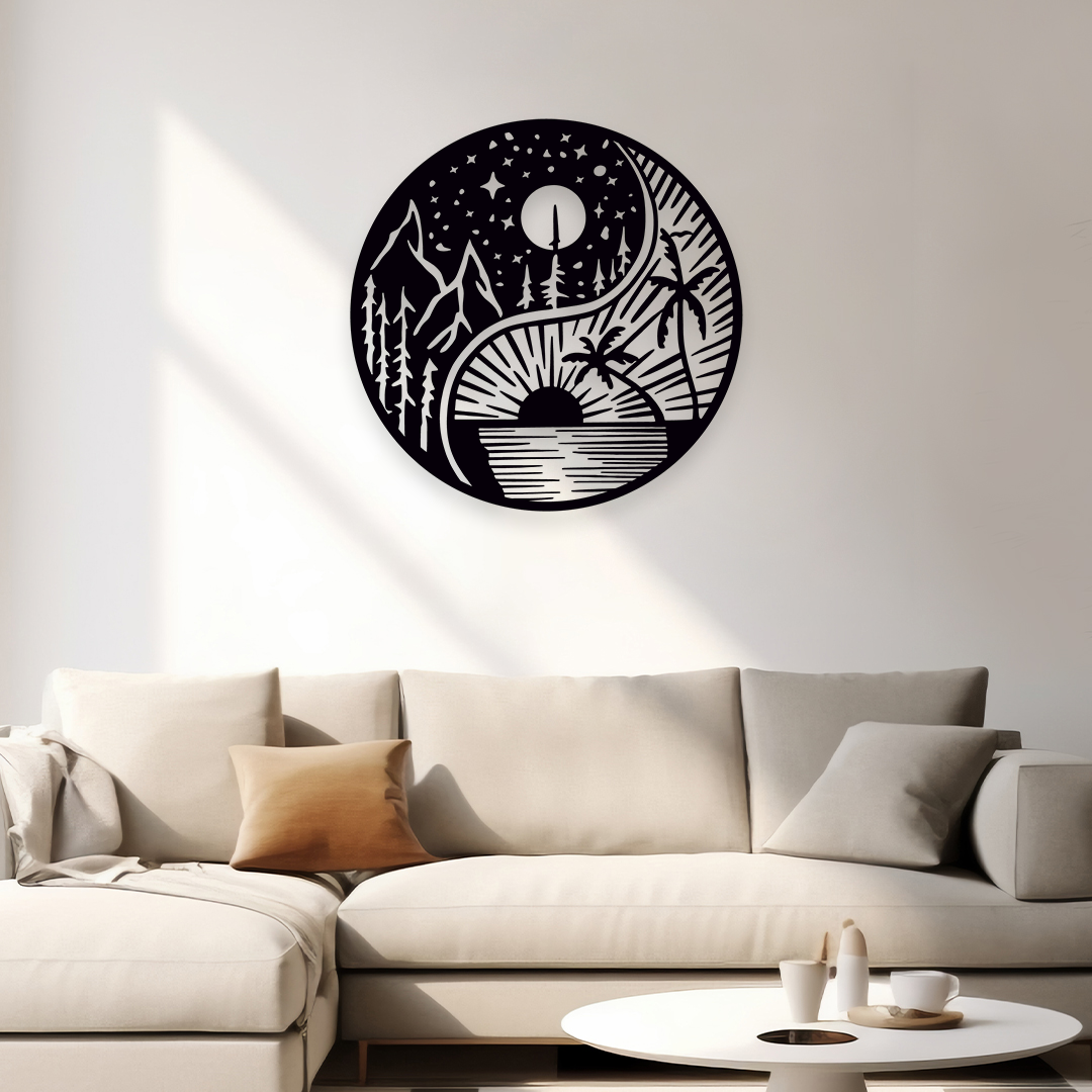 SUN MOON NATURE METAL WALL ART