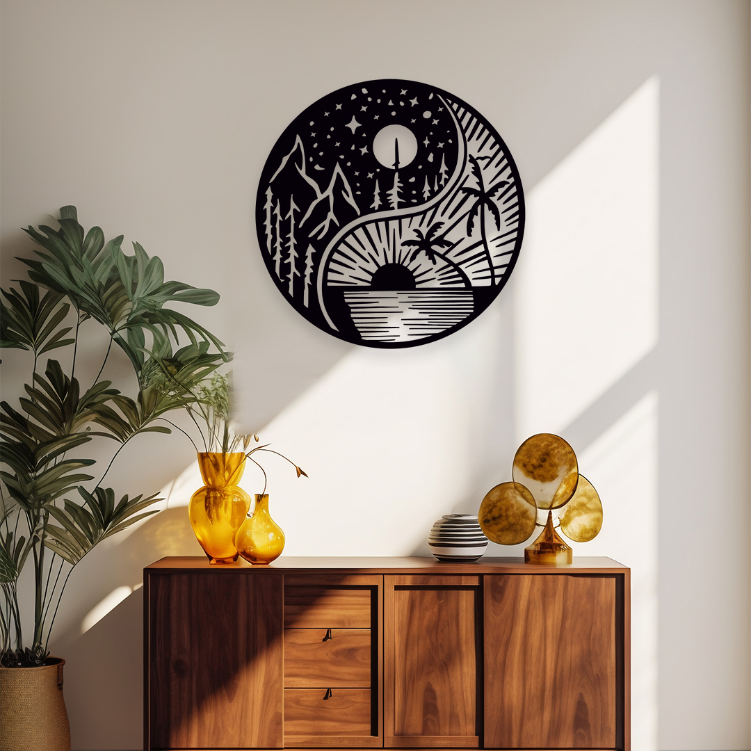 SUN MOON NATURE METAL WALL ART