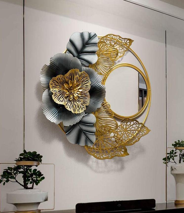 Iron Brich Leaf Mirror Wall Art