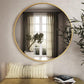 Matte Polish Golden Bordered Minimalist Round Wall Mirror