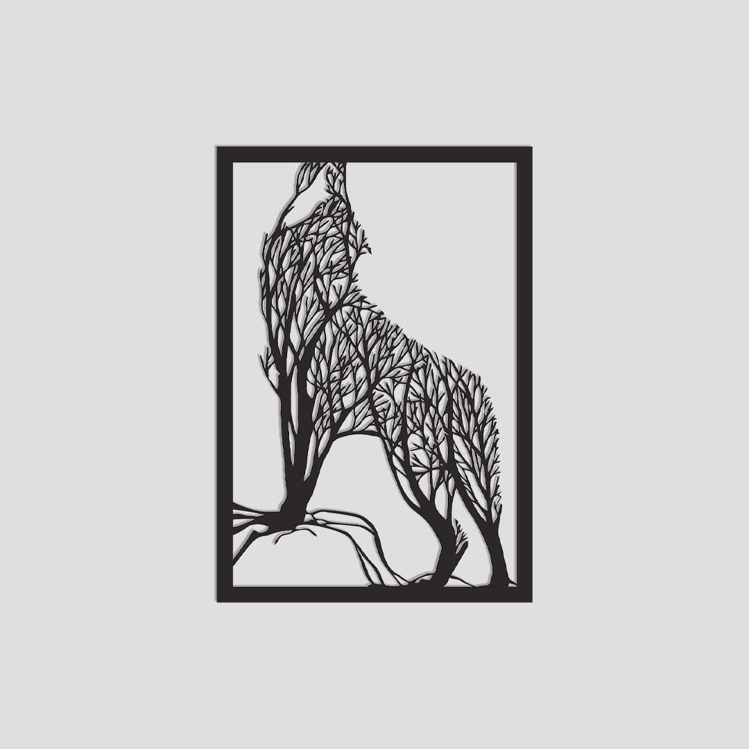 WOLF BRANCHES TREE METAL WALL ART