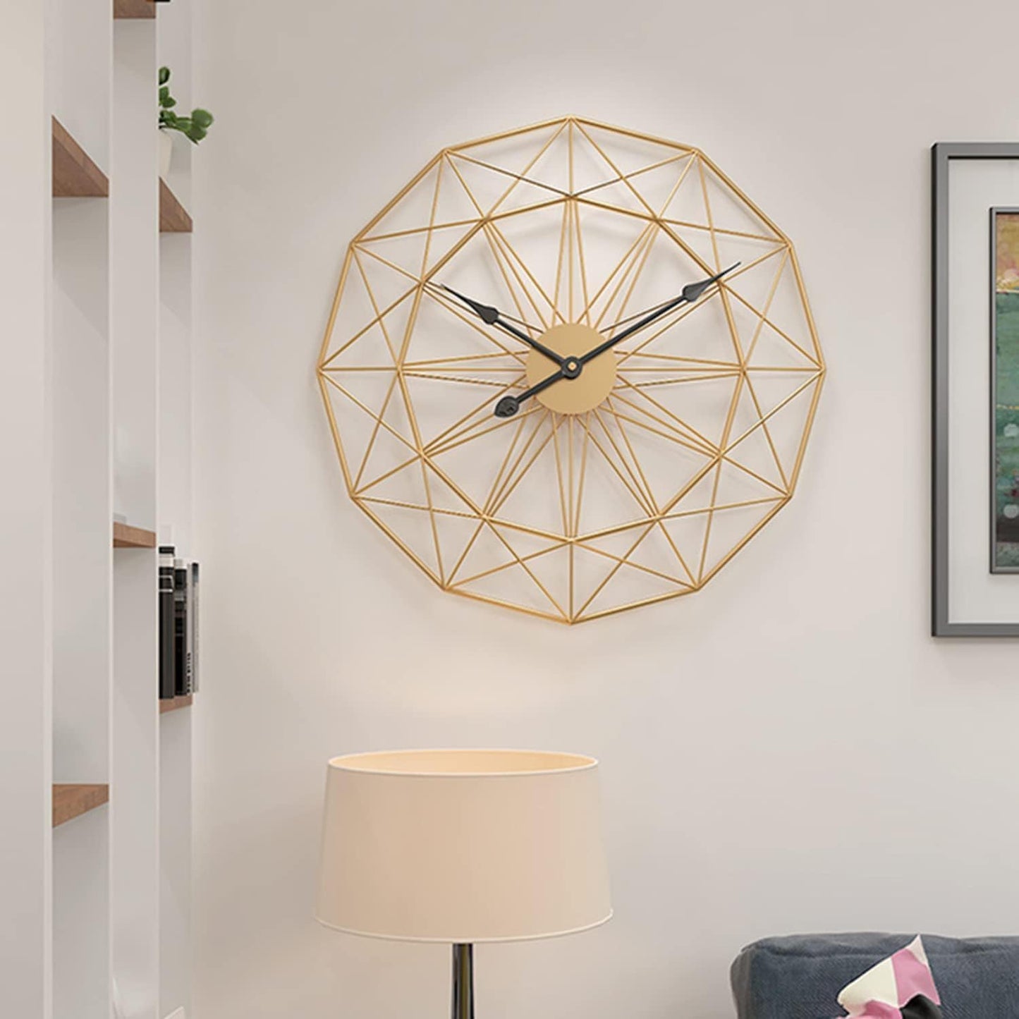 MATTE BLACK GEOMETRIC PATTERN METAL WALL CLOCK