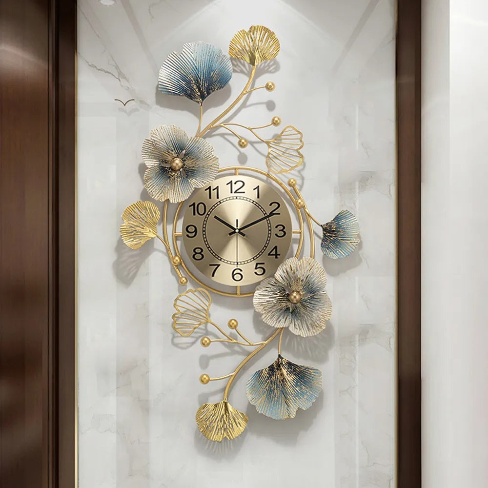 Decorative Floral Iron Metal wall clock