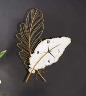 White & Gold-Toned Abstract Shaped Contemporary Wall Clock