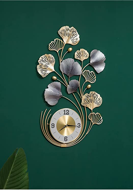 Luxury Floral Metal Wall Hanging Handmade Clock Multicolor