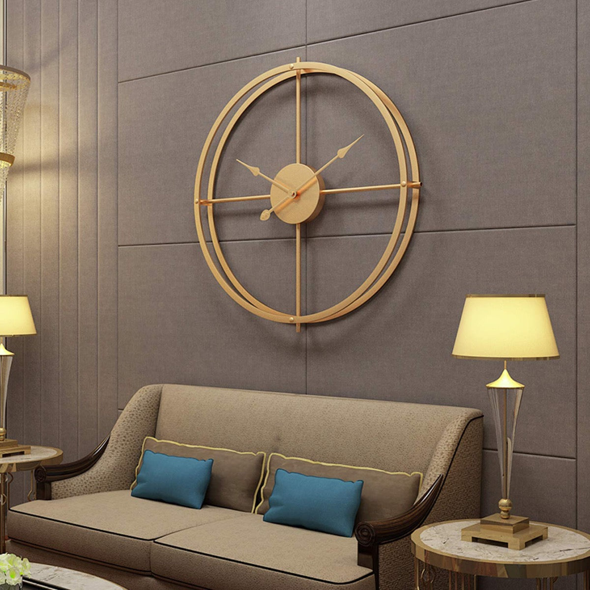 Golden Minimalist Art Metal Wall Clock