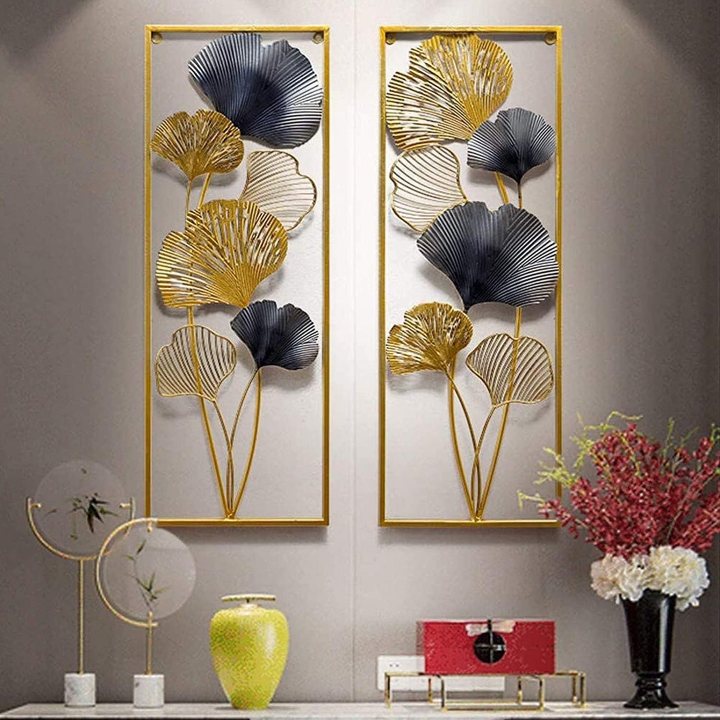 Metal Wall Decor Sculpture Leaves Wall Art Line Drawing