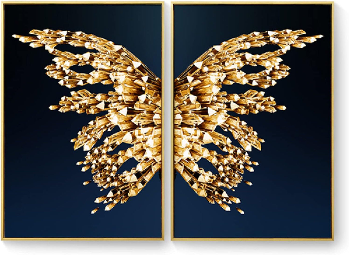 Angelic Golden Wings Crystal Glass Painting – Set of 2