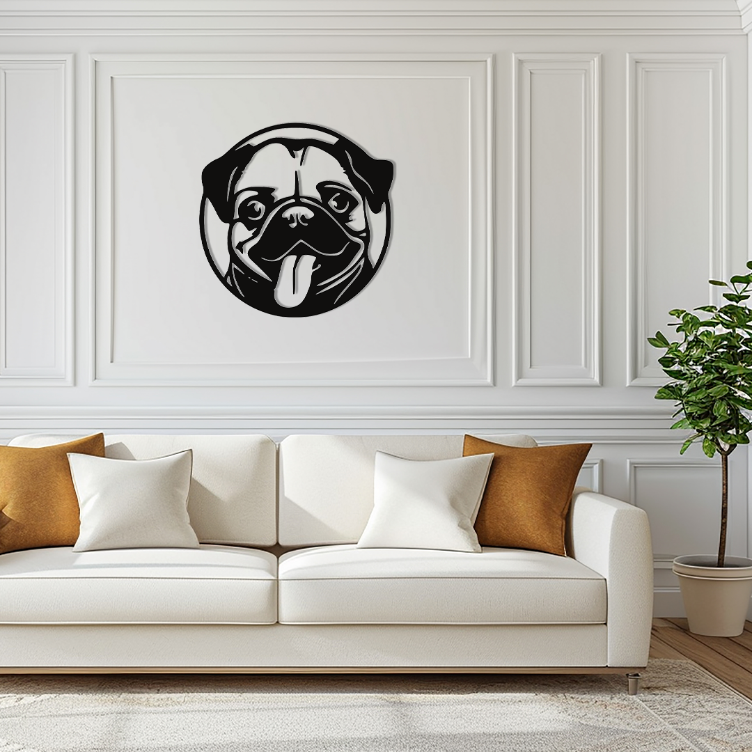 PUG DOG METAL WALL ART