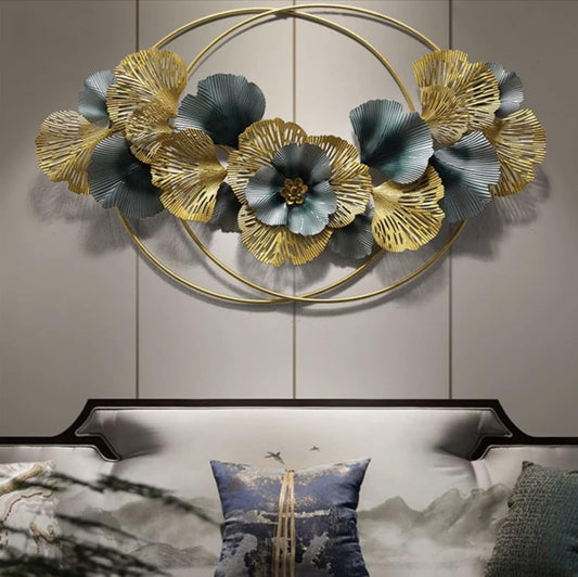 Blooming Flowers metallic 2 Ring Wall Hanging