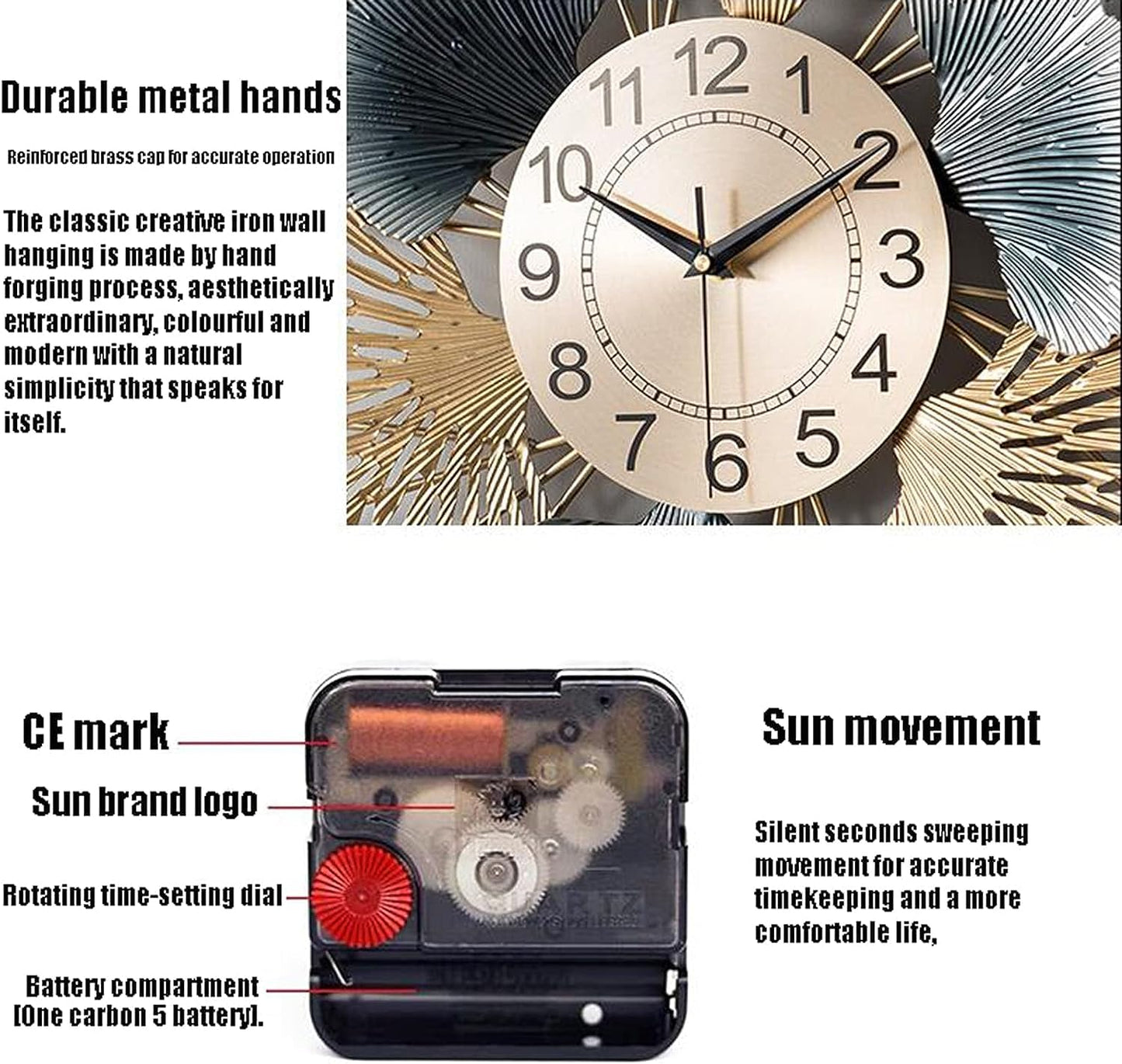 Wall Clock Fashion 3D Art Metal Wall Clocks