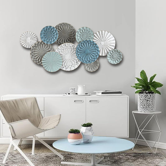 Multi-Color Metal Floral Layered Plates Wall Art