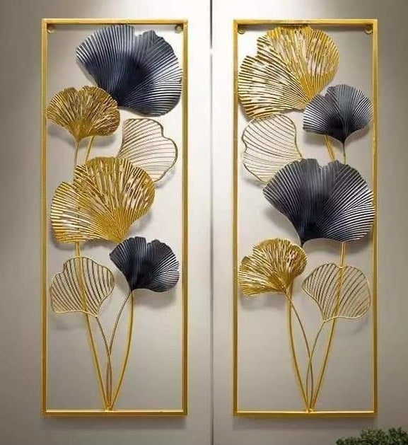 Metal Wall Decor Sculpture Leaves Wall Art Line Drawing