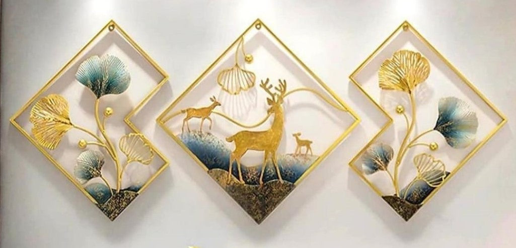 Scizor 3 Pcs Deer Wall Decor Metal Wall Sculpture