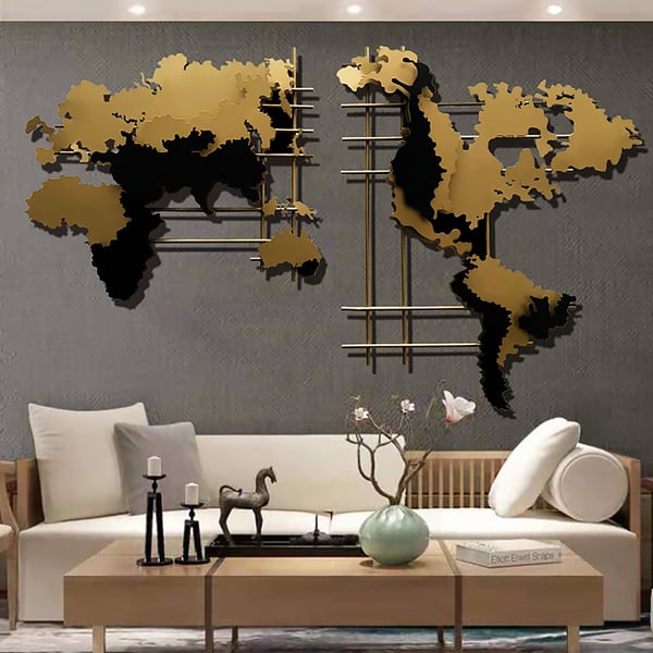 Metal World Map Wall Art