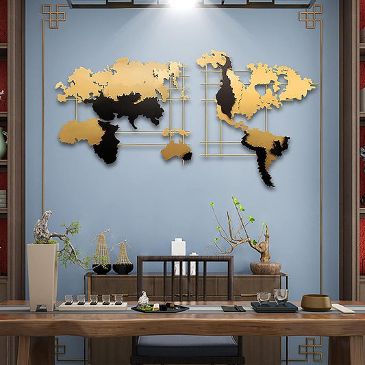 Metal World Map Wall Art