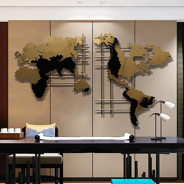 Metal World Map Wall Art