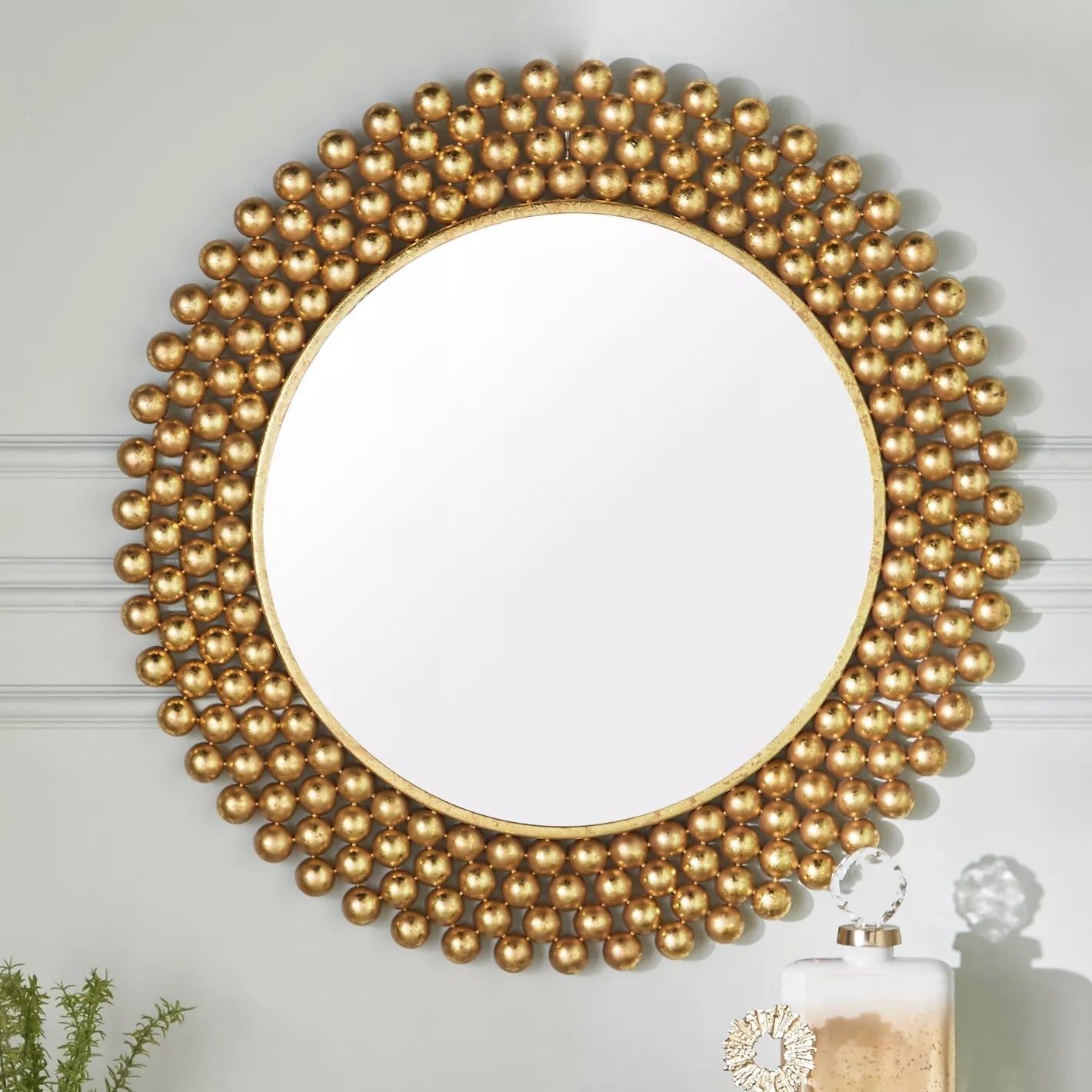 METAL MASTERY Stainless Steel Golden Finished Decorative Iron Mirror