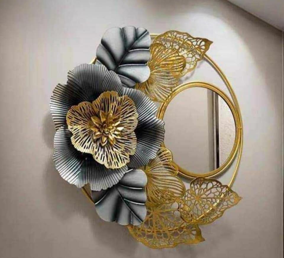 Iron Brich Leaf Mirror Wall Art