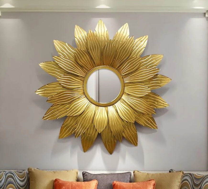 Metallic sunburst Flare Wall Mirror