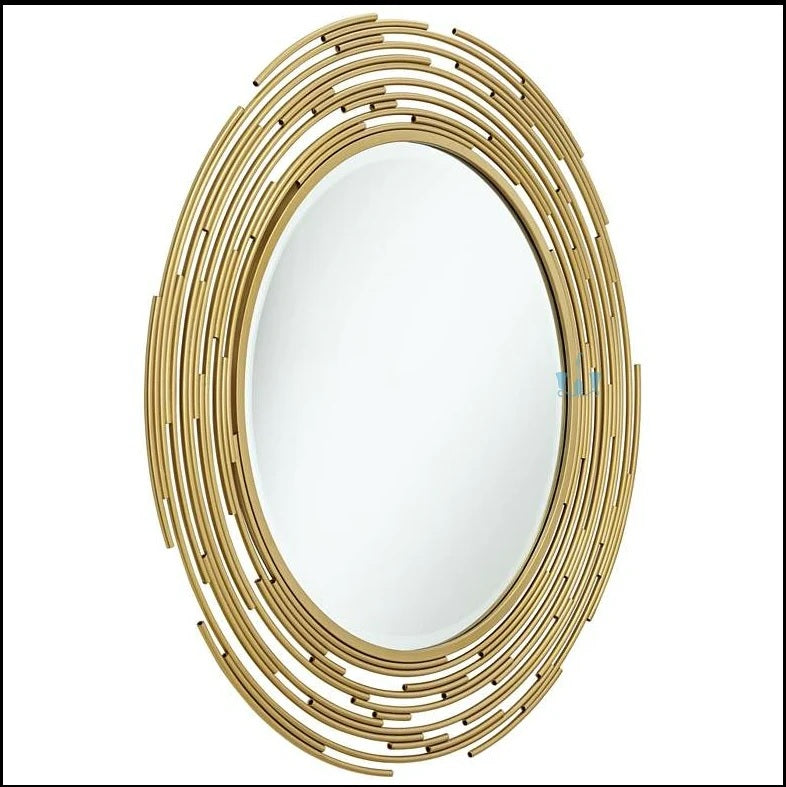 Edgy Gold Layered Pipe Wall Mirror