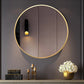 Matte Polish Golden Bordered Minimalist Round Wall Mirror