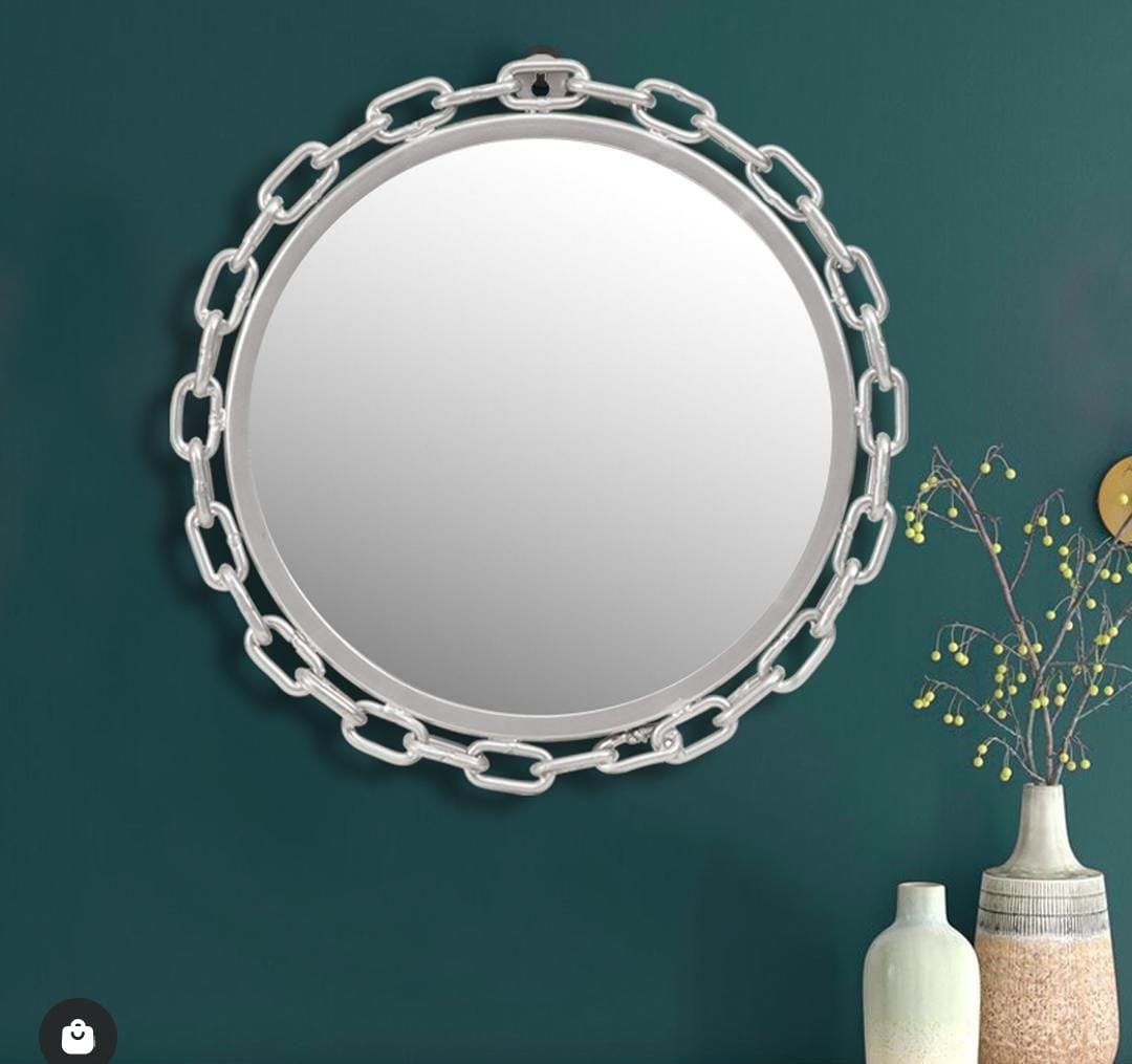 Silver & Brown Metal Mirror