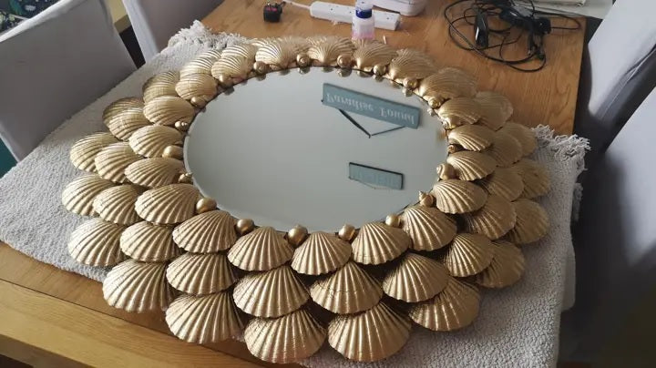 Round Gold Shell Wall Mirror, Decorative Wall Mirror