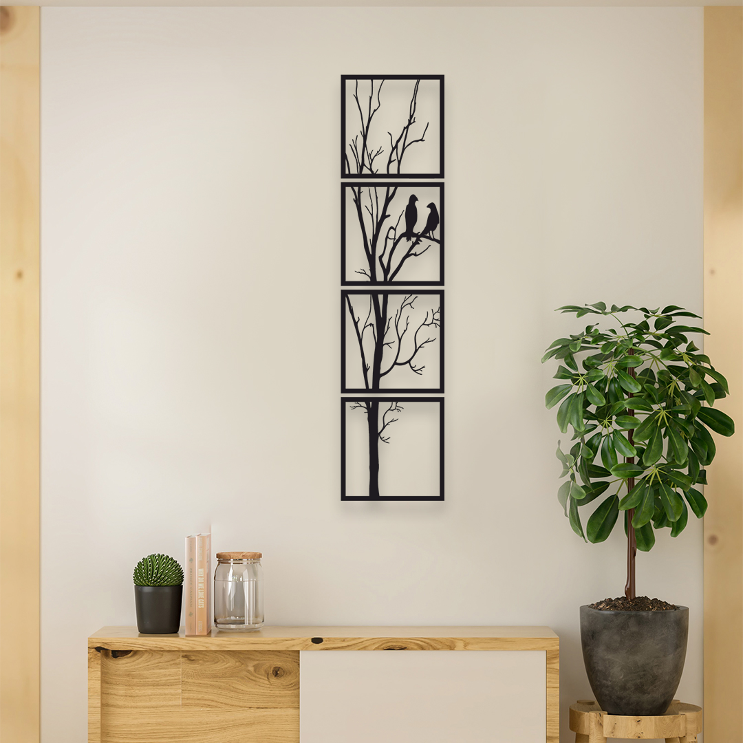 BIRDS TREE BRANCH METAL WALL ART